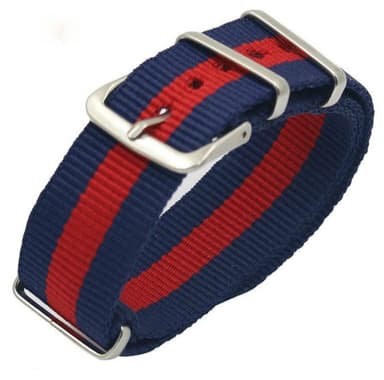 VOSTOK 18mm NATO Armband, Nylon, blau mit rotem Streifen (NATO18-06)