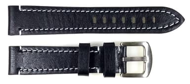 20mm Vostok, Armband AVIATOR, Kalbsleder, schwarz, weiß gesteppt (LD20-02)