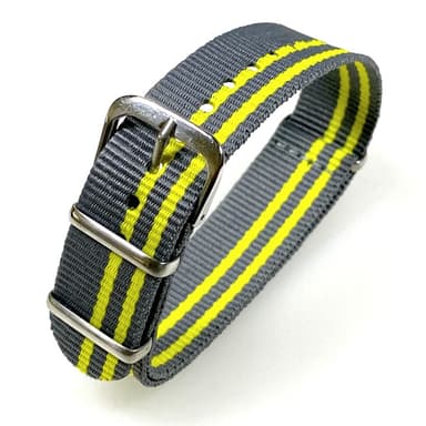 VOSTOK 18mm NATO Armband, Nylon, grau mit gelben Streifen (NATO18-11)