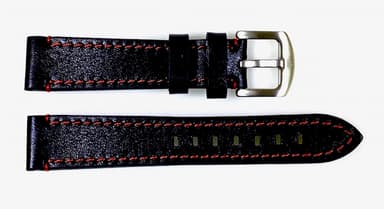 20mm Vostok, Armband AVIATOR, Kalbsleder, schwarz, rot gesteppt (LD20-08)