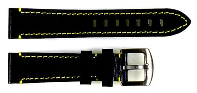 22mm Vostok, Armband AVIATOR, Kalbsleder, schwarz, gelb gesteppt (LD22-03)