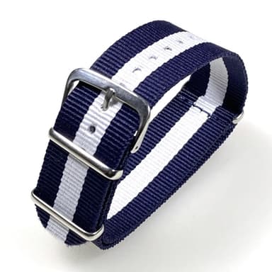 VOSTOK 18mm NATO Armband, Nylon, blau mit weißem Streifen (NATO18-13)