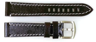 20mm Vostok, Armband AVIATOR, Kalbsleder, dunkelbraun, weiß gesteppt (LD20-11)