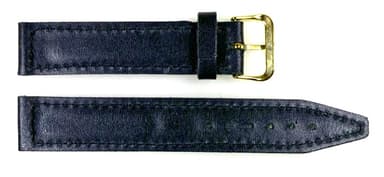 18mm VOSTOK Lederarmband, schwarz, vergoldete Schließe (LD18-02)