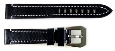 18mm Vostok, Armband AVIATOR, Kalbsleder, schwarz, weiß gesteppt (LD18-11)