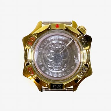 Gehäuse 539 für VOSTOK KOMANDIRSKIE Uhren von VOSTOK, Titannitrid beschichtet, poliert, komplett  539ksb 