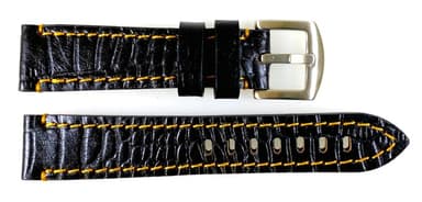 20mm Vostok, Armband AVIATOR, Kalbsleder, Krokolederimitat, schwarz, orange gesteppt (LD20-10)