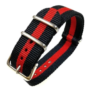 VOSTOK 18mm NATO Armband, Nylon, schwarz mit rotem Streifen (NATO18-04)
