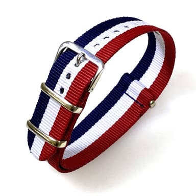 18mm NATO Armband Nylon Tricolor blau weiß rot (NATO18-14)