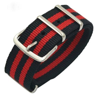 VOSTOK 18mm NATO Armband, Nylon, schwarz mit roten Streifen (NATO18-04)
