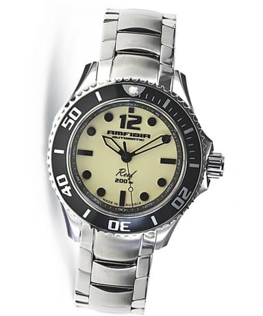 Automatik Taucheruhr &quot;AMFIBIA REEF&quot; von Vostok, Lumineszenz-Zifferblatt, 200m wasserdicht, Edelstahl, poliert, ø42mm 2415.01/080494